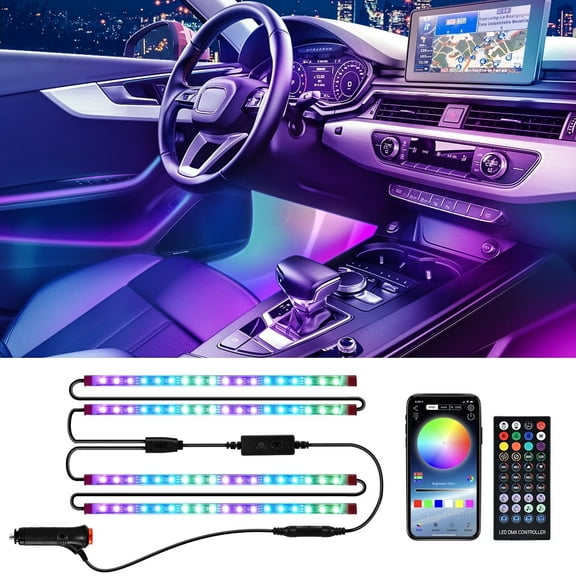 YISSDA LED Lights for Car, RGBIC Car Interior Lights, 72LEDs Led Strip Lights, 210 Scene Options, APP and Remote Control Car Accessories with 2 Lines Design, Music Sync, DIY Mode, DC 12V