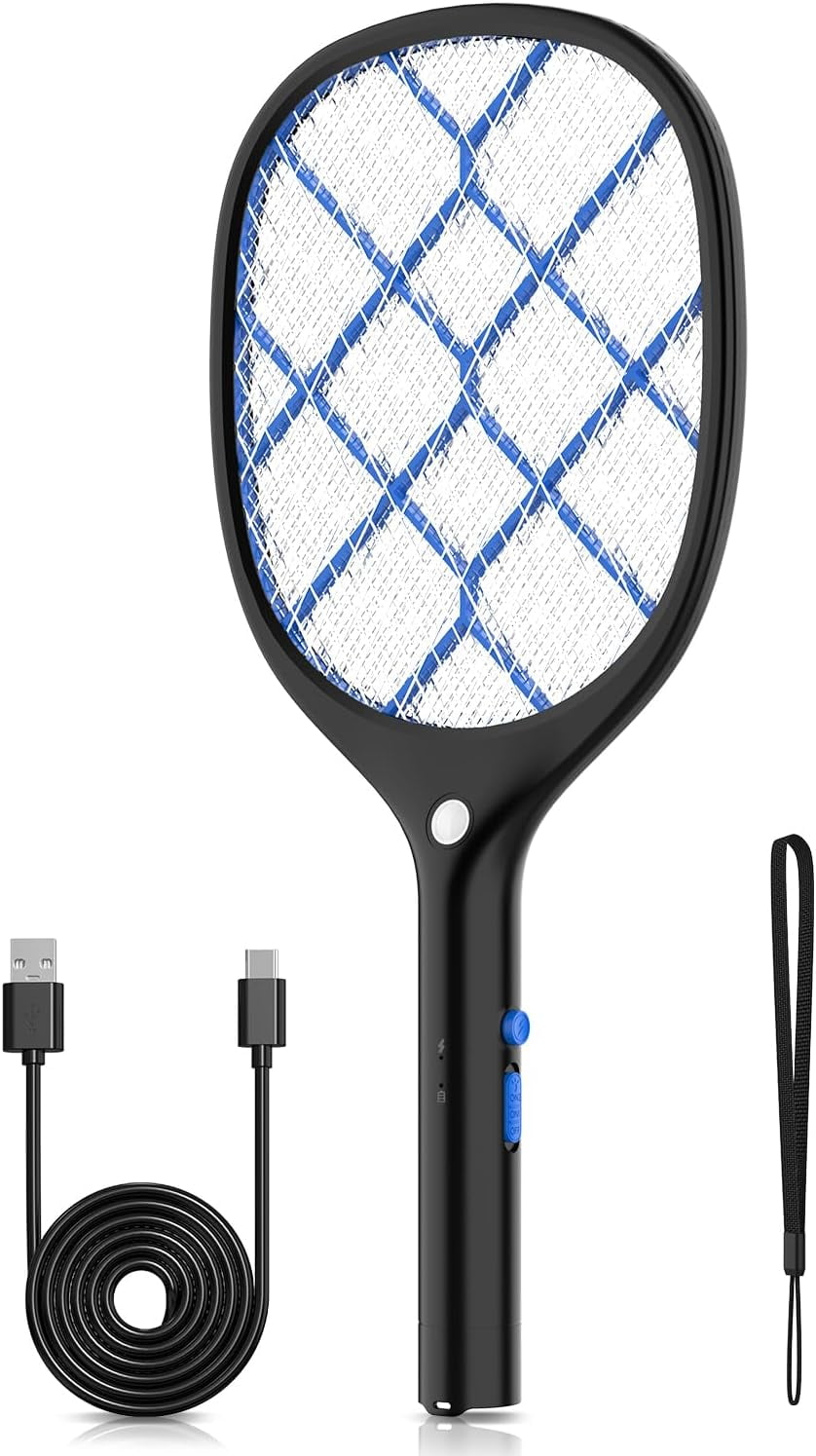 YISSVIC Electric Fly Swatter Bug Zapper Racket Rechargeable Mosquito Killer LED Light for Indoor Home Office Backyard Patio Camping