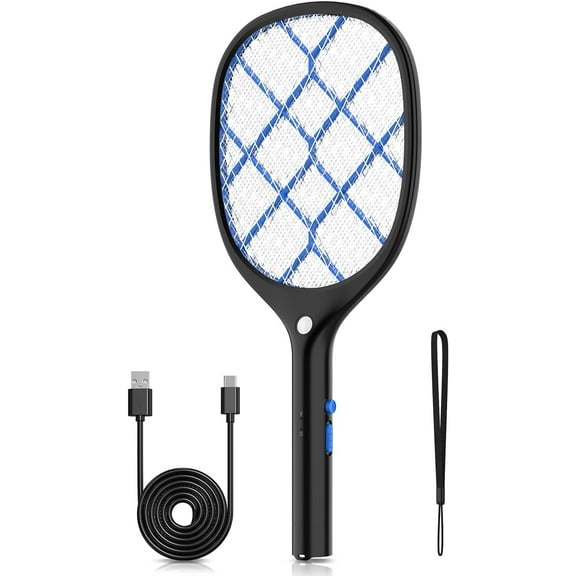 YISSVIC Electric Fly Swatter Bug Zapper Racket Rechargeable Mosquito Killer LED Light for Indoor Home Office Backyard Patio Camping