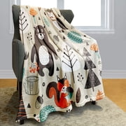 YISUEMI 60x80 inches Blanket Throw Comfort Warmth Soft Plush Throw for Couch Cartoon Bear Squirrel Hedgehog Owl