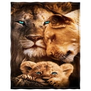 YISUEMI 60x80 inches Blanket Throw Comfort Warmth Soft Plush Throw for Couch Lion Family Blue Eyes
