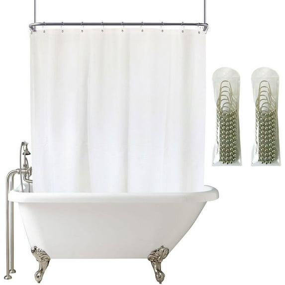 YISURE Plain White Clawfoot Tub Shower Curtain Liner 180x65 inch 360 PEVA Shower Curtain Short