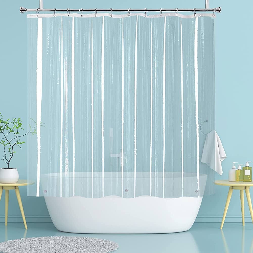 YISURE No Hook Clear Shower Curtain Liner PEVA Plastic Waterproof Heavy  Duty Bathroom Curtain Hook Free Transparent Shower Liner 72x74 Inches