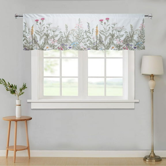 YISURE Wild Flower Curtains, Sage Pattern Rod Pocket Printed Fabric Window Drapes, 60"x18"