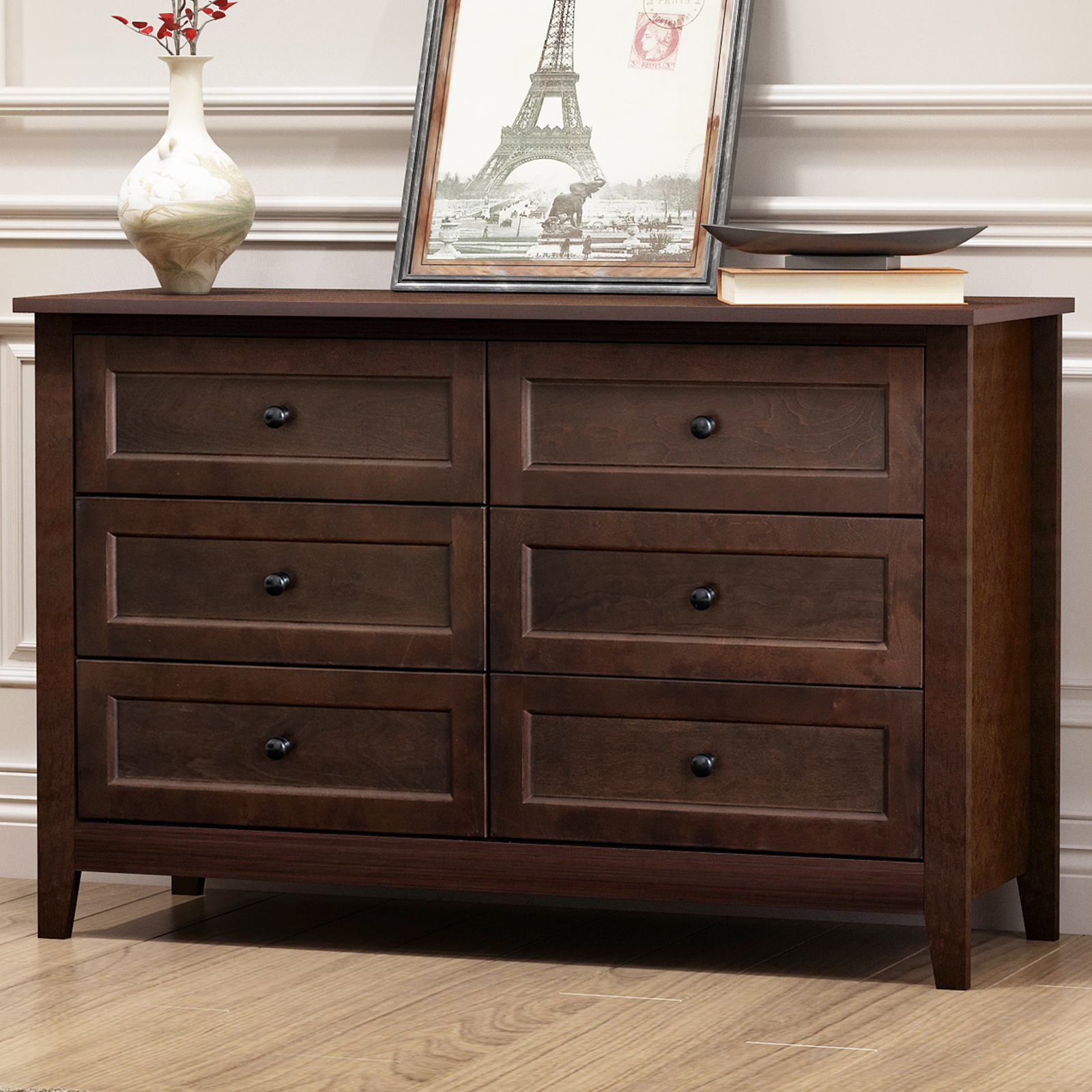 YISUYA Dresser for Bedroom with 6 Drawers, Drawer Dresser Mid
