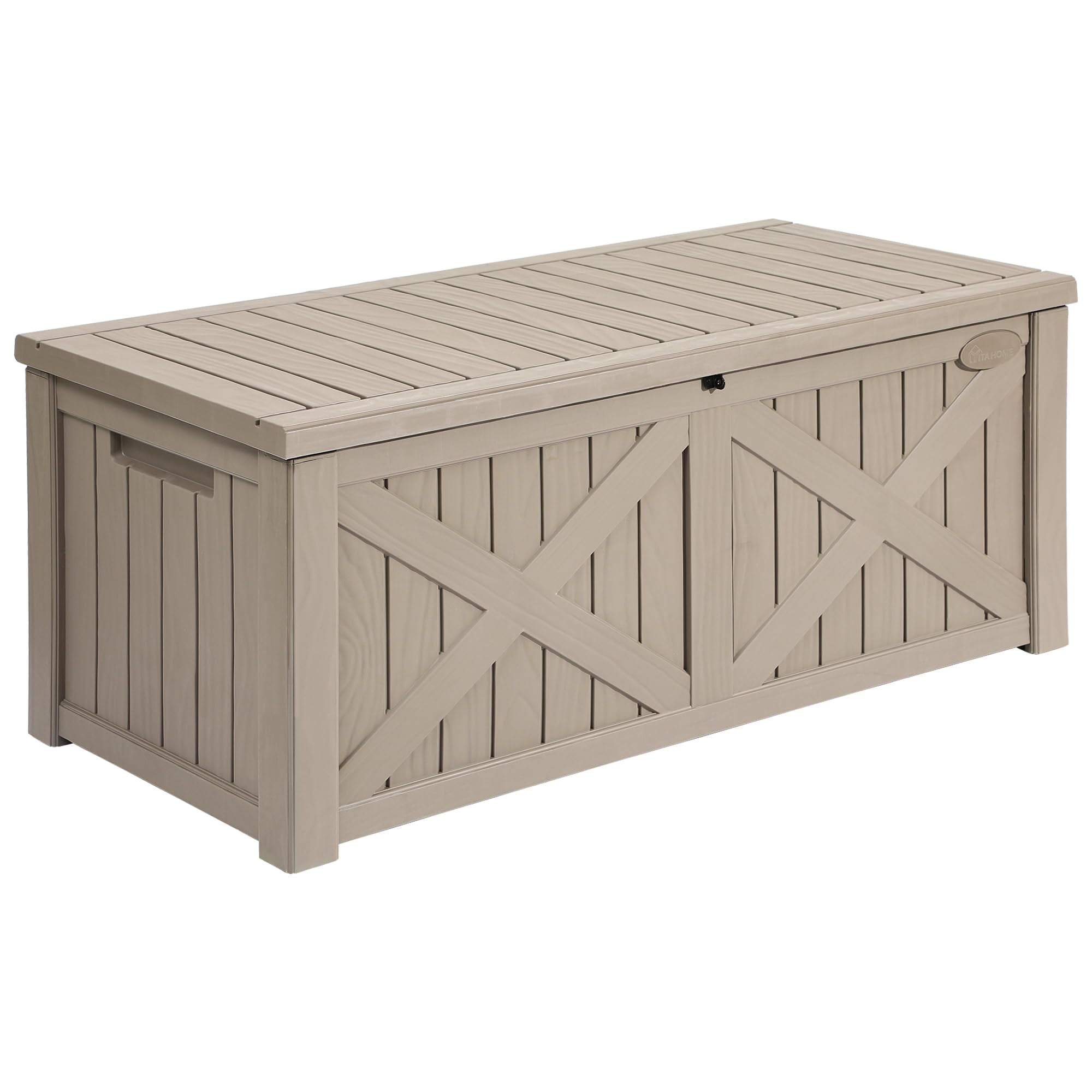 YITAHOME 120 Gallon Large Deck Box, Upgraded Resin Outdoor Storage