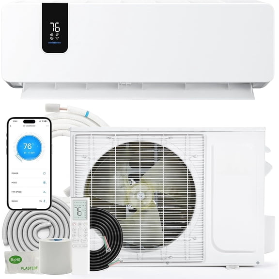 YITAHOME 12000 BTU Mini Split AC and Heating System 230V 20 SEER2 Inverter Ductless Heat Pump WiFi Enabled Digital Display 750 Sq Ft Coverage