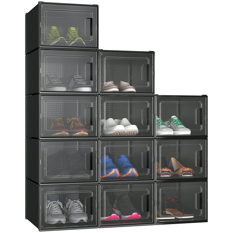 YITAHOME 12Pcs Shoe Box Stackable Storage Plastic Sneaker