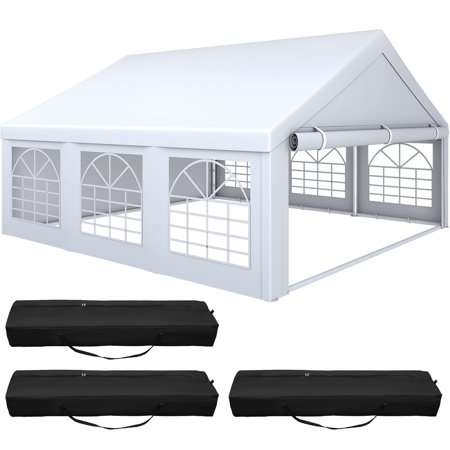 YITAHOME 20x20 ft Outdoor Heavy Duty Party Tent Wedding Event Shelters Upgraded Galvanized Canopy with Large White Roof, Removable PVC Sidewalls & 3 Storage Bags