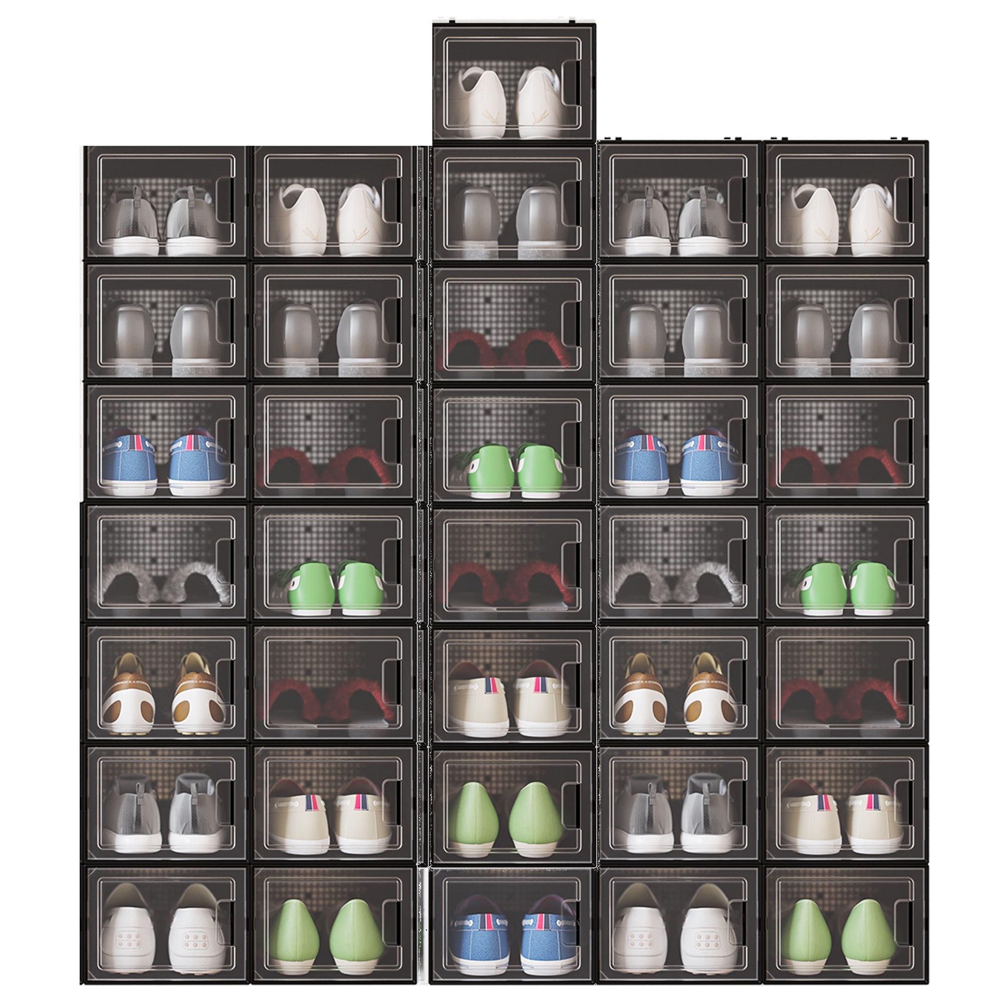  PARANTA 4-Piece Boot Shoe Storage Box, Stackable Clear Plastic  Shoe Organizer, With Clear Door For Storing Women Shoes 20.5 x 12.5 x  5.5 : Home & Kitchen