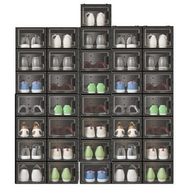 7penn Plastic Shoe Boxes with Lids 6pk Black - Shoe Storage Containers for Display - Stackable Shoe Organizer