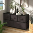 thumbnail image 1 of YITAHOME 5 Drawer Fabric Dresser Storage Unit Shelf Metal Frame, Expresso Brown, 1 of 11