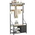 YITAHOME Coat Rack, 5 in 1 Hall Tree with Shoe Bench, 17 Movable Hooks