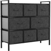 YITAHOME Fabric Dresser with 8 Drawers - Furniture Storage Tower Unit for Bedroom, Hallway, Closet, Office Organization, End Table Dresser - Steel Frame，Black Grey