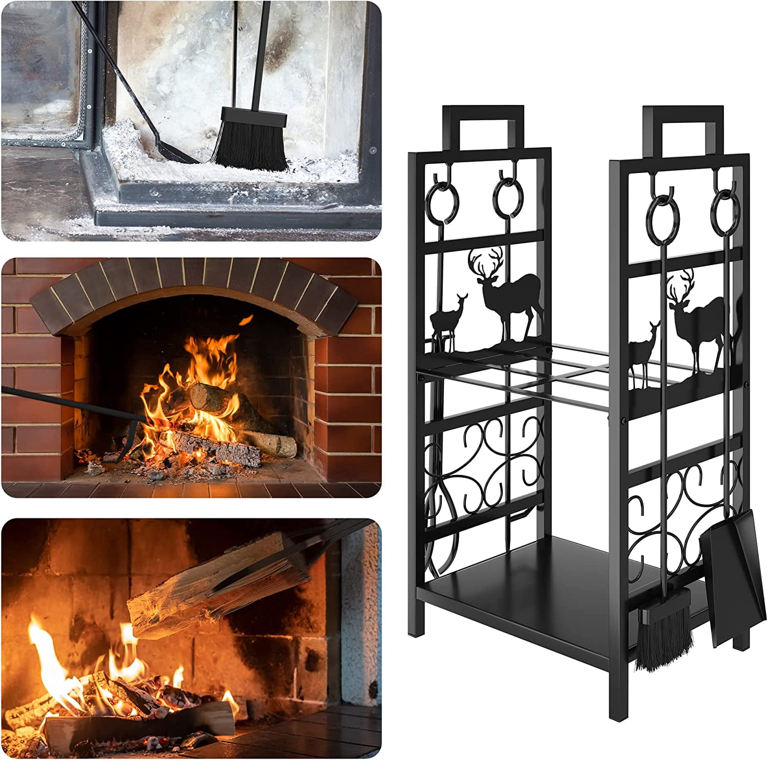 YITAHOME Firewood Rack Tools Set Wood Log Holder for Fire Place Outdoor Indoor Accessories 2