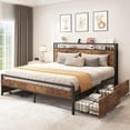 YITAHOME King Size Bed Frame with 4 Storage Drawers, Metal Platform Bed