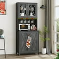 YITAHOME Kitchen Pantry Storage Hutch w/Microwave Stand Wine