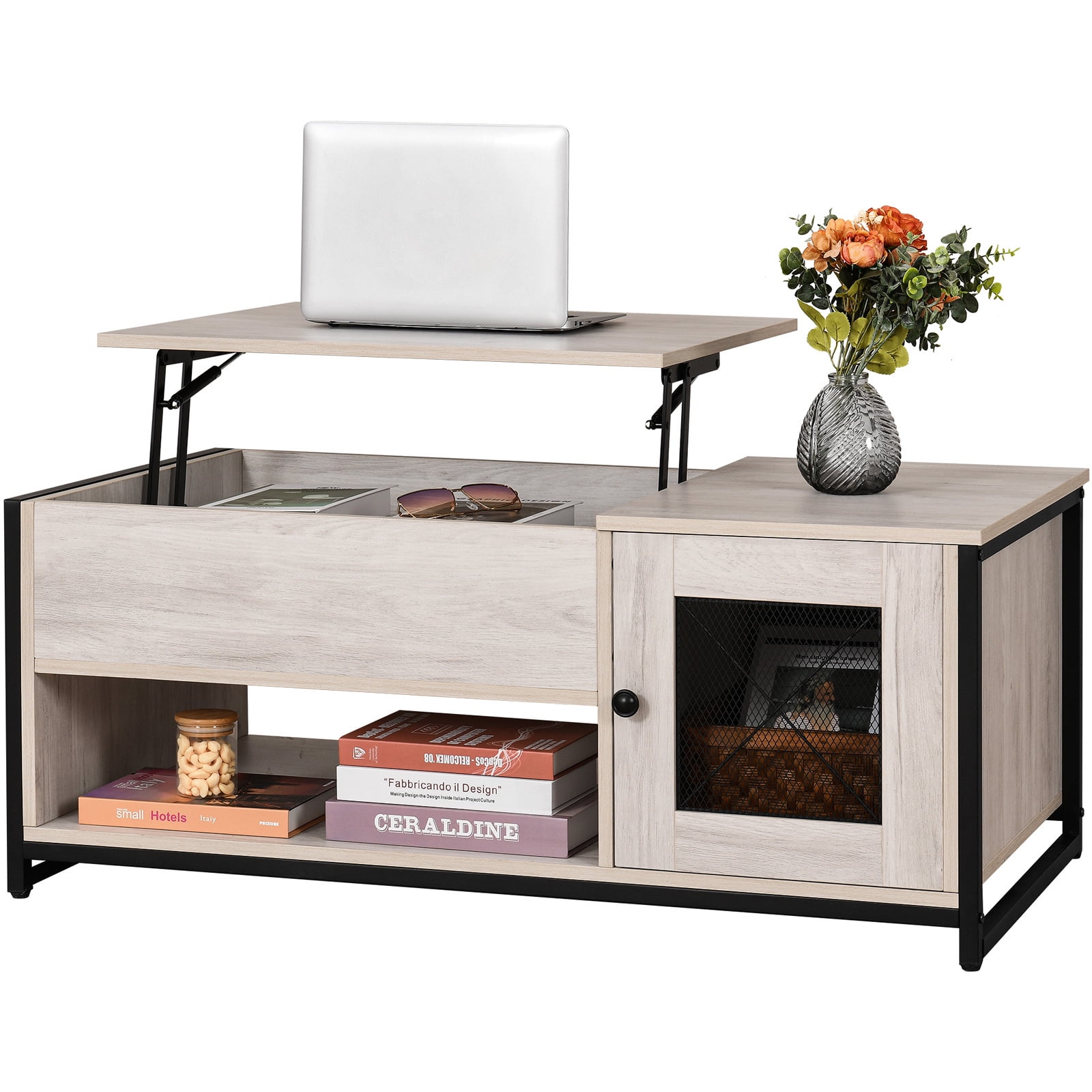 YITAHOME Lift Top Coffee Table with Storage, Double Doors Cocktail