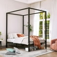 thumbnail image 1 of YITAHOME Metal Canopy Bed Frame/13 Inch Platform/Wood Slat Support/No Box Spring Needed (Full, Black), 1 of 7