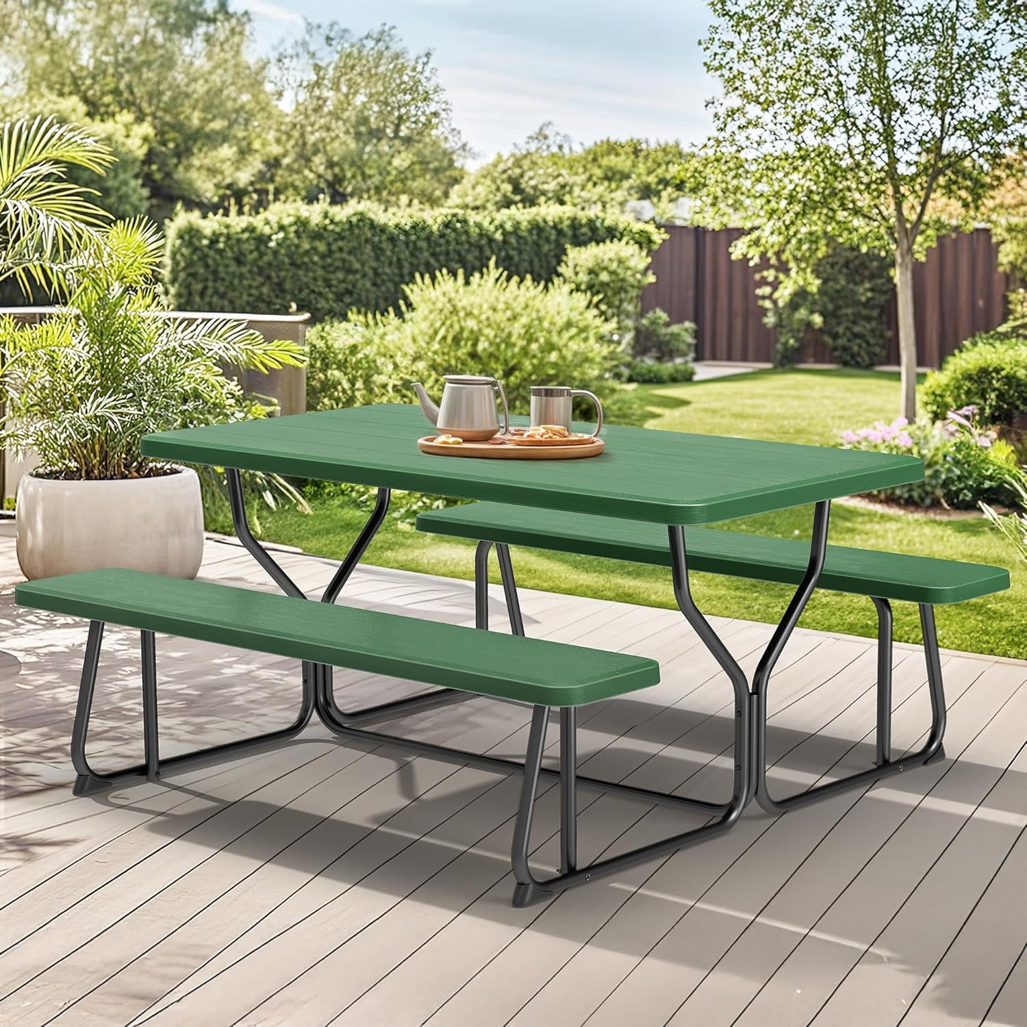 YITAHOME Picnic Table Heavy Duty Outdoor Picnic Table and Bench with ...
