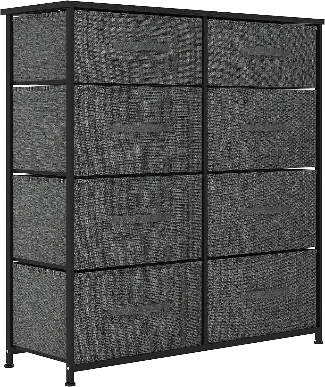 Charcoal Modern 8-Drawer Fabric Storage Dresser with Metal Frame