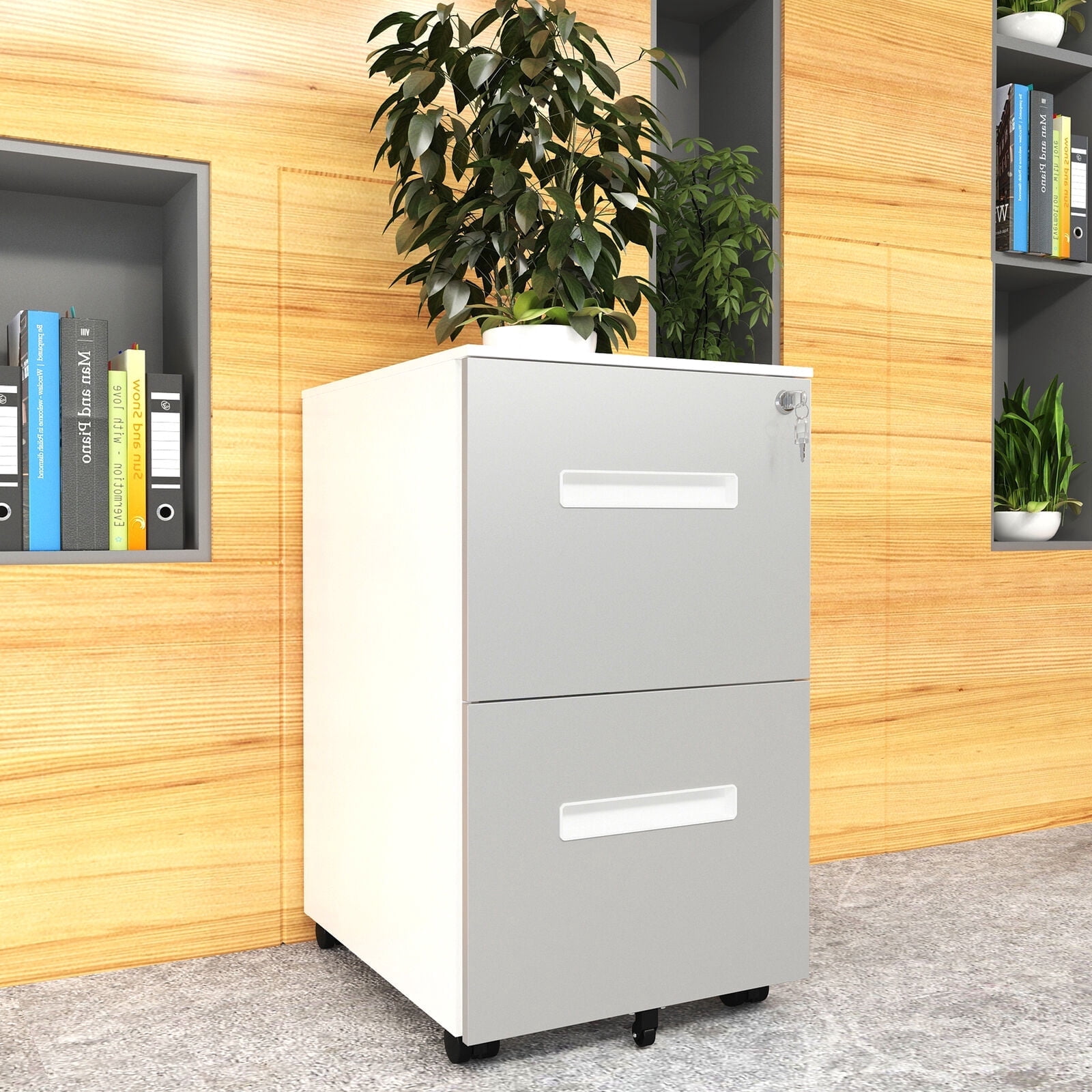 YITAHOME Vertical Mobile File Cabinet 2 Drawer Rolling Anti-tilt Office ...