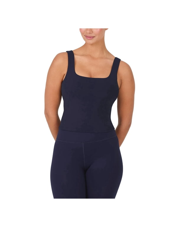 Active Square Neck Built-In Bra Tank Top for Women, Workout Sports Tank, Removable Cups, Yoga Gym
