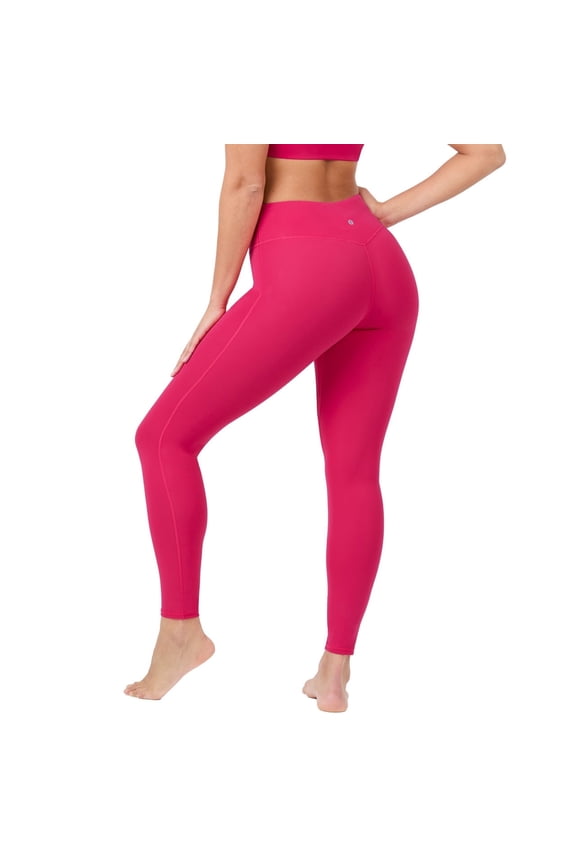 Active UltraLuxe High Waisted Leggings for Women, No Front Seam Tummy Control, Buttery Soft, Womens Yoga Pilates Gym, Raspberry Pink, L, 25"