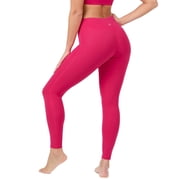 YITTY Active UltraLuxe High Waisted Leggings for Women, No Front Seam Tummy Control, Buttery Soft, Womens Yoga Pilates Gym, Raspberry Pink, M, 25"