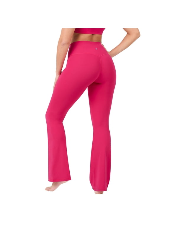Active Ultraluxe Kick Flare High Waist Legging, Athleisure, 4-Way-Stretch, Raspberry Pink, 4X, Petite | 28" Inseam, Size XS-4X