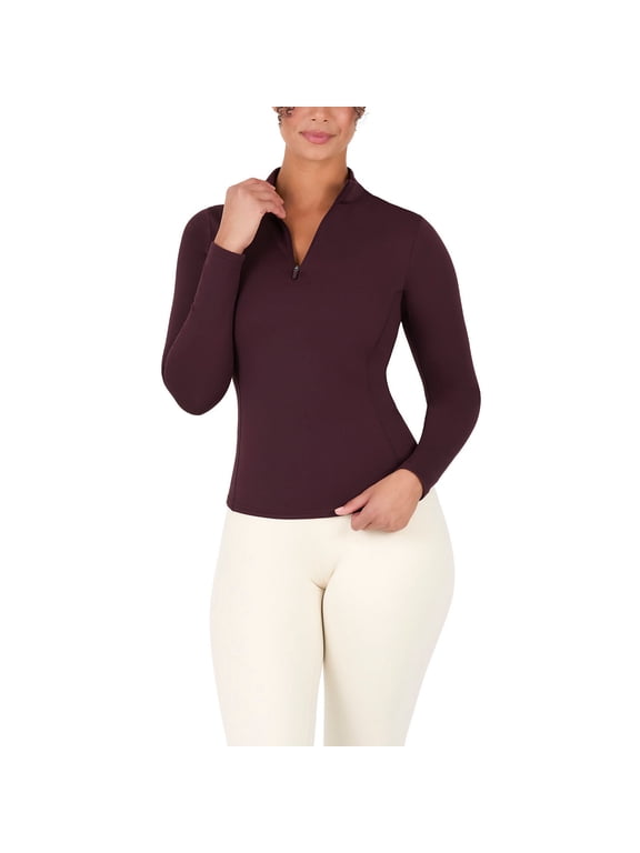 Active Women's Cold Weather Half-Zip Top, Dark Burgundy, 2X