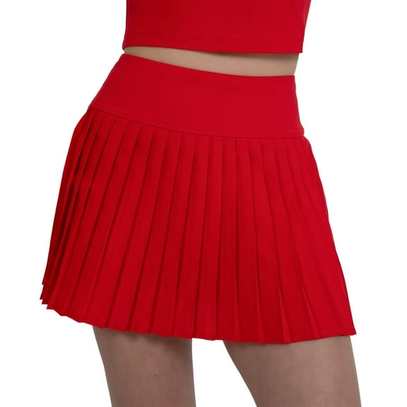YITTY Active Women's Pleated Tennis Skirt with Built-in Short, Athleisure, 4-Way-Stretch, Heated Red, M