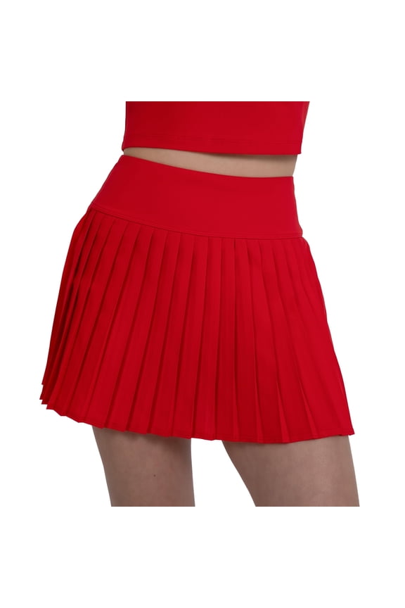 Active Women's Pleated Tennis Skirt with Built-in Short, Athleisure, 4-Way-Stretch, Heated Red, XL