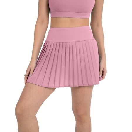 YITTY Active Women's Pleated Tennis Skirt with Built-in Short, Athleisure, 4-Way-Stretch, Pink Sorbet, XXL/1X