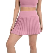 YITTY Active Womens Pleated Tennis Skirt with Built-in Short, Athleisure, 4-Way-Stretch, Pink Sorbet, XXL/1X
