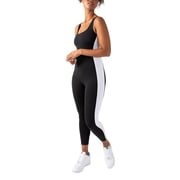 YITTY Active Womens UltraLuxe Built-In Bra Onesie, Athleisure, 4-Way-Stretch, Iconic Black/True White, M, 7/8 Length