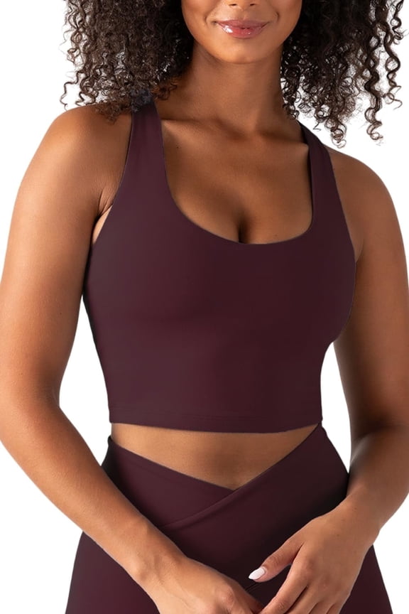 Active Women's UltraLuxe Built-in Bra Tank Top, Athleisure, 4-Way-Stretch, Burgundy, XS