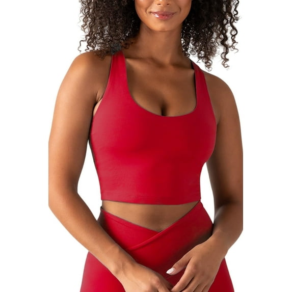 YITTY Active Women's UltraLuxe Built-in Bra Tank Top, Athleisure, 4-Way-Stretch, Heated Red, XXL