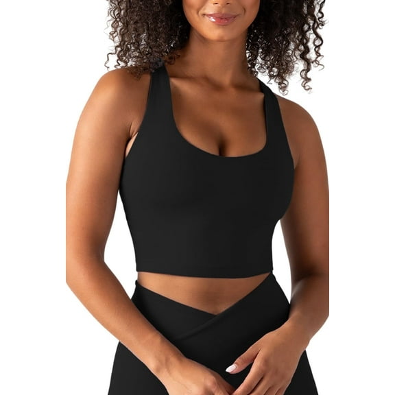 YITTY Active Women's UltraLuxe Built-in Bra Tank Top, Athleisure, 4-Way-Stretch, Iconic Black, L