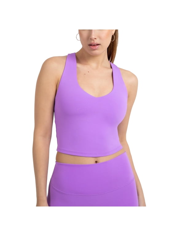 Active Women's UltraLuxe Built-in Bra Tank Top, Athleisure, 4-Way-Stretch, Neon Violet, M