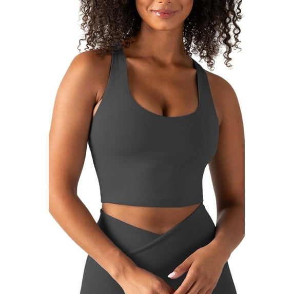 YITTY Active Women's UltraLuxe Built-in Bra Tank Top, Athleisure, 4-Way-Stretch, Onyx, L
