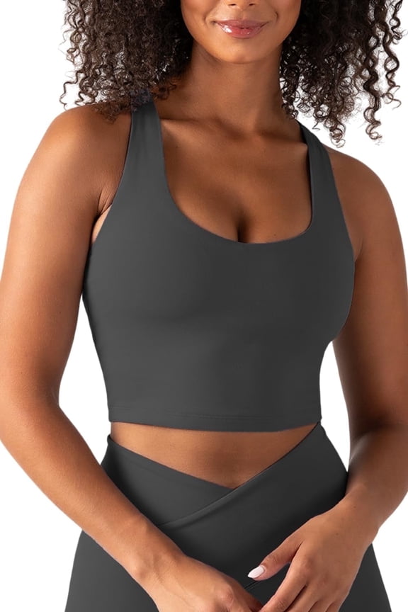 Active Women's UltraLuxe Built-in Bra Tank Top, Athleisure, 4-Way-Stretch, Onyx, S