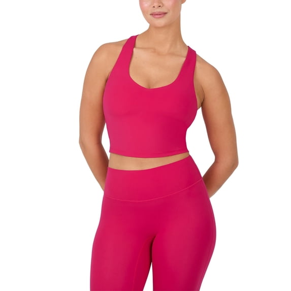 YITTY Active Women's UltraLuxe Built-in Bra Tank Top, Athleisure, 4-Way-Stretch, Raspberry Pink, XS