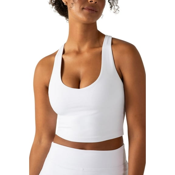 YITTY Active Women's UltraLuxe Built-in Bra Tank Top, Athleisure, 4-Way-Stretch, True White, XS