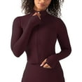 thumbnail image 1 of YITTY Active Women's UltraLuxe Cropped Full Zip Jacket, Athleisure, 4-Way-Stretch, Thumbholes, Burgundy, 3X, 1 of 9