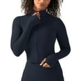 thumbnail image 1 of YITTY Active Women's UltraLuxe Cropped Full Zip Jacket, Athleisure, 4-Way-Stretch, Thumbholes, Deep Navy, M, 1 of 8