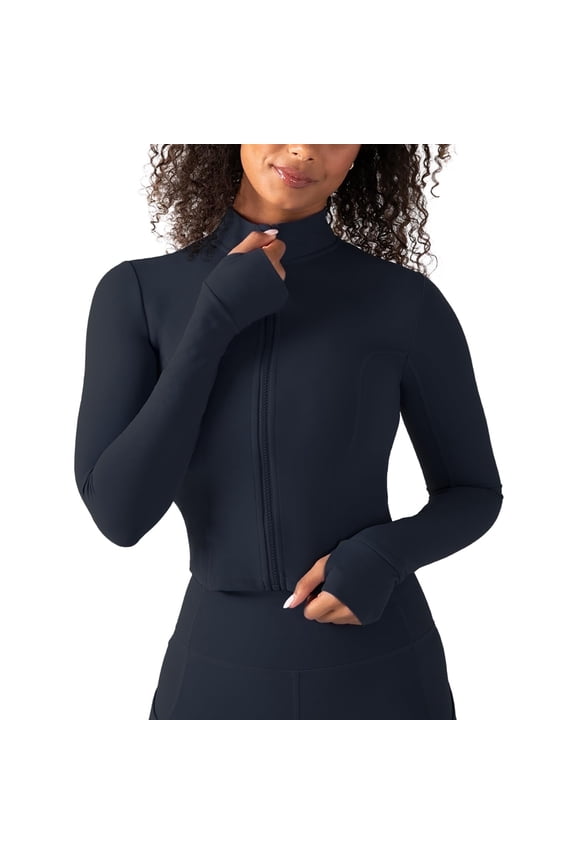 Active Women's and Women's Plus UltraLuxe Cropped Full Zip Jacket, Athleisure, 4-Way-Stretch, Thumbholes, Sizes XS-4X