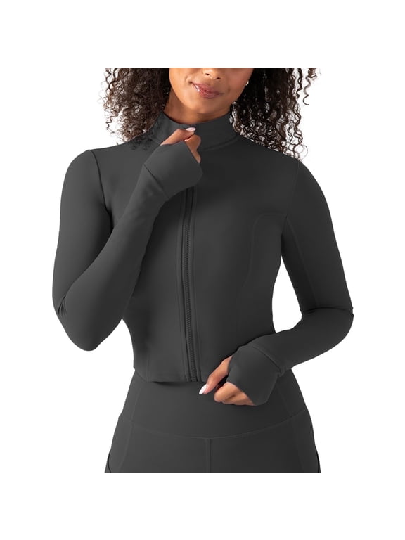 Active Women's and Women's Plus UltraLuxe Cropped Full Zip Jacket, Athleisure, 4-Way-Stretch, Thumbholes, Sizes XS-4X