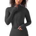 thumbnail image 1 of YITTY Active Women's UltraLuxe Cropped Full Zip Jacket, Athleisure, 4-Way-Stretch, Thumbholes, Onyx, XXL, 1 of 8