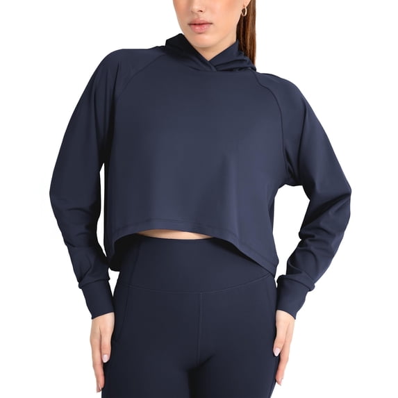 YITTY Active Women's and Women's Plus UltraLuxe Cropped Hoodie – Soft Long Sleeve Sweatshirt, Lightweight (Activewear & Loungewear), Size XS-4X